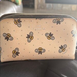 Coach Beige Bee Pattern makeup case